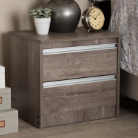 Baxton Studio MH5068-Oak-NS Gallia Modern and Contemporary Oak Brown Finished 2-Drawer Nightstand